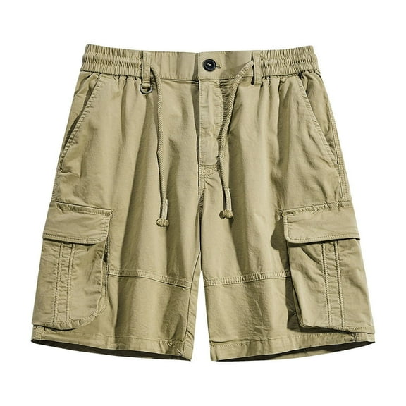 WREESH Men's Cargo Shorts Sports Csaual Elastic Waist Multi-Pockets Relaxed Summer Short Pants Outdoor Workout Shorts Khaki