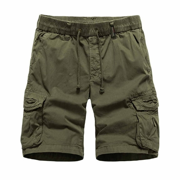 WREESH Men's Cargo Shorts Sports Csaual Elastic Waist Multi-Pockets Relaxed Summer Short Pants Outdoor Workout Shorts Olive Green