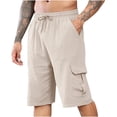 thumbnail image 1 of WREESH Men's Cargo Shorts Summer Bermuda Shorts Outdoor Workout Shorts Csaual Comfortable Button Pocket Elastic Waist Shorts Beige, 1 of 6