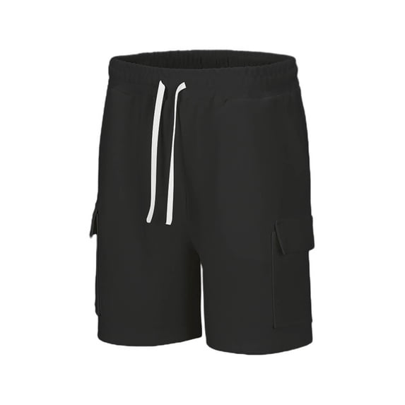 WREESH Men's Cargo Shorts Summer Casual and Comfortable Drawstring Pocket Elastic Waist Shorts Outdoor Workout Shorts Black