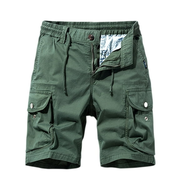 WREESH Men's Cargo Shorts Summer Fashion Solid Color Casual Shorts Multi-Pocket Cargo Shorts Outdoor Workout Shorts Olive Green