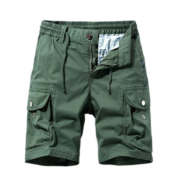 WREESH Men's Cargo Shorts Summer Fashion Solid Color Casual Shorts Multi-Pocket Cargo Shorts Outdoor Workout Shorts Olive Green