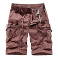 thumbnail image 1 of WREESH Men's Cargo Shorts Summer Fashion Solid Color Elastic Waist Shorts Pocket Cargo Shorts Outdoor Workout Shorts Wine, 1 of 4