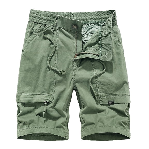 WREESH Men's Cargo Shorts Workwear Shorts Multi Pocket Zipper Straight Leg Five Piece Shorts Casual Sports Shorts Outdoor Workout Shorts Olive Green