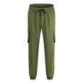 thumbnail image 1 of WREESH Men's Cargo Sweatpants Fashion Casual Pure Color Outdoors Zipper Pocket Casual Pants Sweatpants Olive Green, 1 of 1