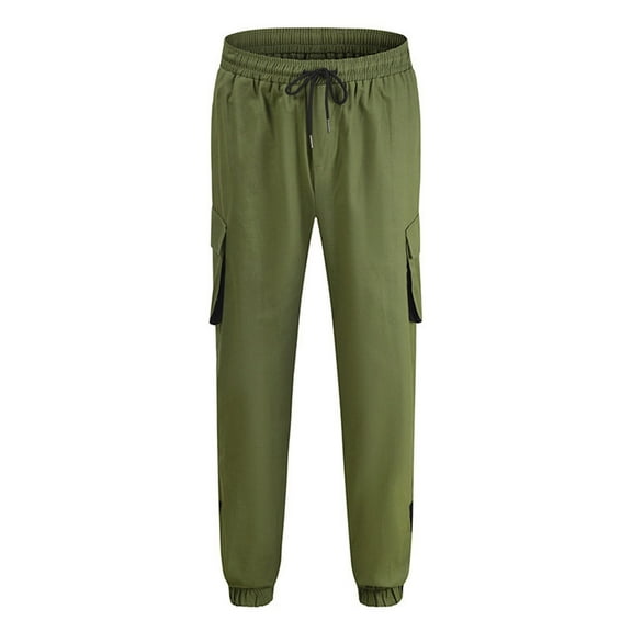 WREESH Men's Cargo Sweatpants Fashion Casual Pure Color Outdoors Zipper Pocket Casual Pants Sweatpants Olive Green