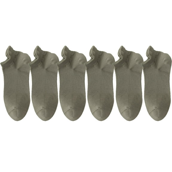 WREESH Men's Casual 6 Pairs Mesh Ventilation Non-Slip Liner Footies Socks, Thin Lightweight Ankle Socks Olive Green