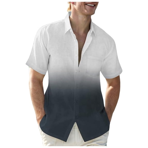 WREESH Men's Casual Beach Button Down Shirts Short Sleeve Turndown Collar Breathable Shirts with Pockets Black