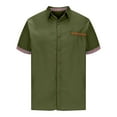 thumbnail image 1 of WREESH Men's Casual Button Down Shirts Loose Fitting Short Sleeve Solid Color Shirts for Men's Everyday Wear Olive Green, 1 of 5