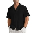 thumbnail image 1 of WREESH Men's Casual Button Down Shirts Short Sleeve Shirt with Turndown Collar Buttons for a Stylish Summer Top Black, 1 of 6