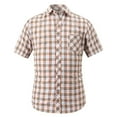 thumbnail image 1 of WREESH Men's Casual Button Down Shirts with Turndown Collar and Pocket Short Sleeve Plaid Cotton Top Orange, 1 of 4