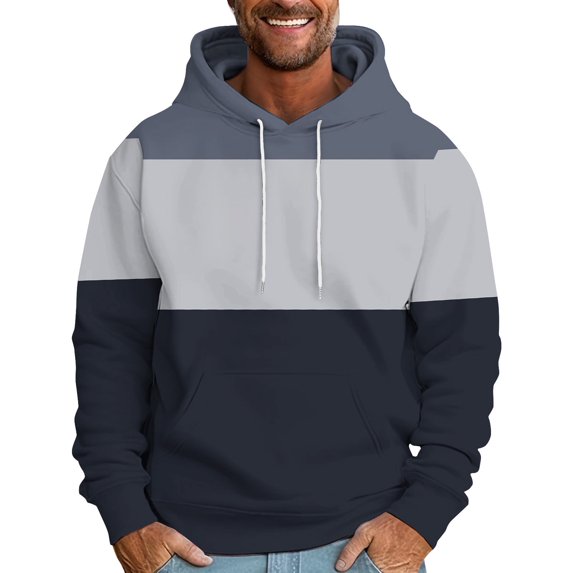 WREESH Men's Casual Color Block Hoodie Fall Winter Drawstring Sweatshirt Hooded Pullover for Active Wear Black