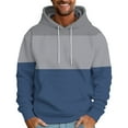 thumbnail image 1 of WREESH Men's Casual Color Block Hoodie Fall Winter Drawstring Sweatshirt Hooded Pullover for Active Wear Blue, 1 of 5