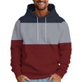 thumbnail image 1 of WREESH Men's Casual Color Block Hoodie Fall Winter Drawstring Sweatshirt Hooded Pullover for Active Wear Red, 1 of 5
