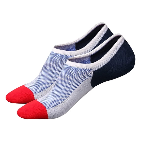 WREESH Men's Casual Comfortable Breathable Non-Slip Ankle Socks, Short Invisible Socks for Men Red