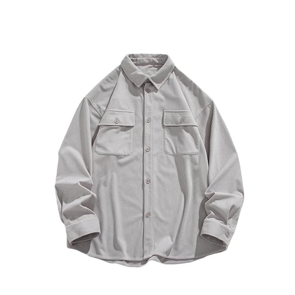 WREESH Men's Casual Corduroy Button-Down Shirt Long Sleeve Fall Shirt with Chest Pocket, Cozy Layered Top