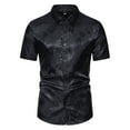 thumbnail image 1 of WREESH Men's Casual Fashion Dress Shirts Turn Down Collar with Short Sleeve Solid Print, Featuring a Stylish Rose Print Design Black, 1 of 9