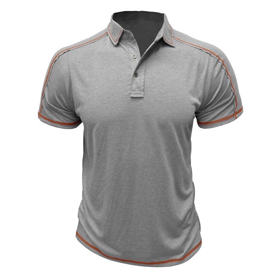 WREESH Men's Casual Fashion Henley Shirts Short Sleeve Shirt with Turn-Down Collar and Button Detail a Solid Color Pullover Top for Stylish Comfort Gray