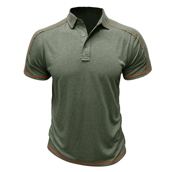 WREESH Men's Casual Fashion Henley Shirts Short Sleeve Shirt with Turn-Down Collar and Button Detail a Solid Color Pullover Top for Stylish Comfort Green