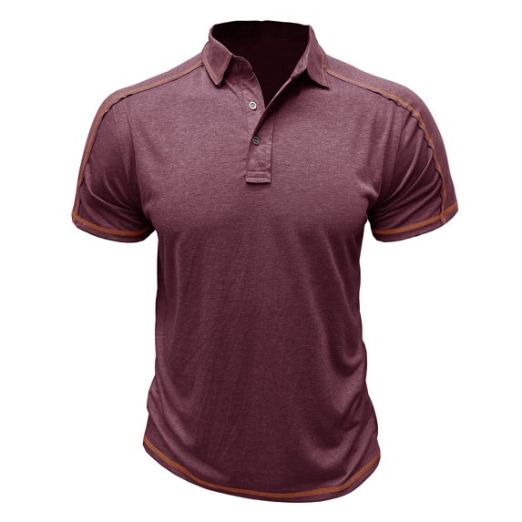 WREESH Men's Casual Fashion Henley Shirts Short Sleeve Shirt with Turn-Down Collar and Button Detail a Solid Color Pullover Top for Stylish Comfort Red