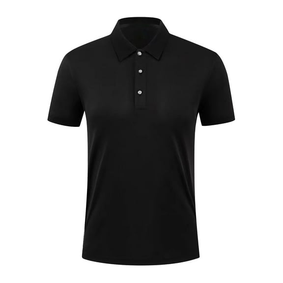 WREESH Men's Casual Henley Shirts Solid Color Short Sleeve Top with Turndown Collar for Everyday Comfort Black