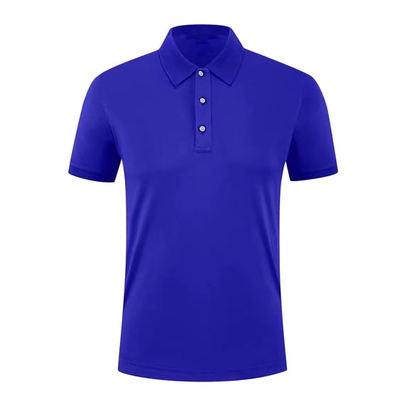 WREESH Men's Casual Henley Shirts Solid Color Short Sleeve Top with Turndown Collar for Everyday Comfort Blue