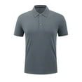thumbnail image 1 of WREESH Men's Casual Henley Shirts Solid Color Short Sleeve Top with Turndown Collar for Everyday Comfort Dark Gray, 1 of 9