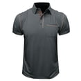 thumbnail image 1 of WREESH Men's Casual Henley Short Sleeve Top with Turn-Down Collar and Button Detail, Men's Solid Color Pocket Button Short Sleeve Pullover T-Shirt Dark Gray, 1 of 5