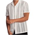 thumbnail image 1 of WREESH Men's Casual Hollow Out Button Down Shirts Solid Color Short Sleeve Turndown Collar Tops with a Unique Hollow Out Style White, 1 of 8