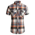 thumbnail image 1 of WREESH Men's Casual Plaid Button Down Shirts Short Sleeve Turn-Down Collar Shirts with Pockets Blue, 1 of 8