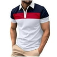 thumbnail image 1 of WREESH Men's Casual Short Sleeve Henley Shirt with Patchwork Turndown Collar Color Block Pattern Button Top T-Shirt White, 1 of 9