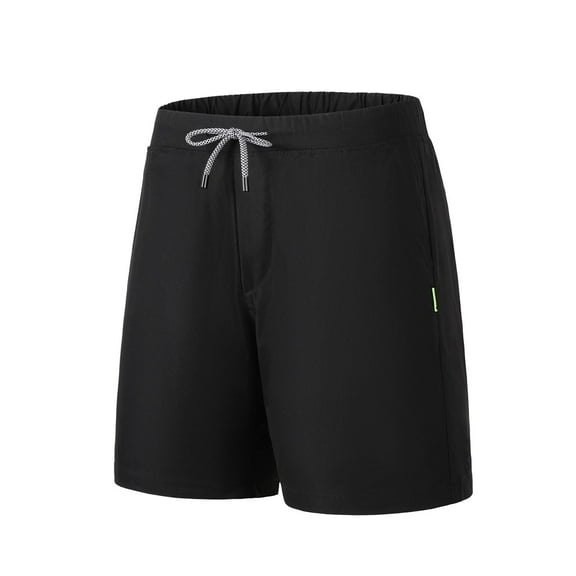 WREESH Men's Casual Shorts Solid Breathable 5 Inch Shorts Beach Shorts Sports Shorts Elasticated Drawstring Shorts Athletic Shorts Black