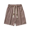 thumbnail image 1 of WREESH Men's Casual Shorts Striped Shorts Casual Fashion Elastic Waist Drawstring Short with Pockets Brown, 1 of 5