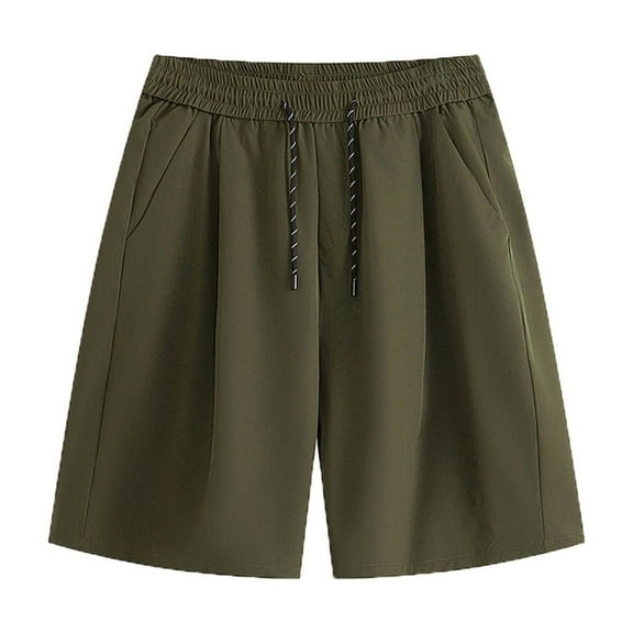 WREESH Men's Casual Shorts Summer Outdoors Casual Drawstring Printing Sport Short Pants Athletic Shorts Olive Green