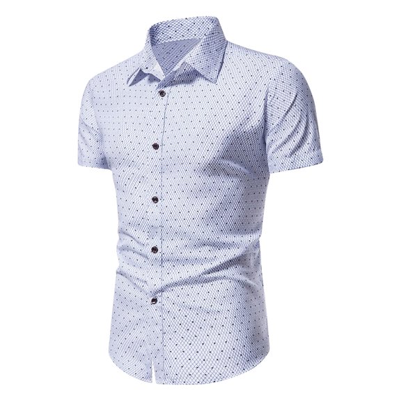 WREESH Men's Casual Slim Fitting Button Down Shirts Solid Color Short Sleeve for a Sharp and Comfortable Look White
