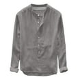 thumbnail image 1 of WREESH Men's Casual Solid Button Down Shirts Long Sleeve with Rounded Neckline, Solid Color for a Versatile Layering Piece Gray, 1 of 6