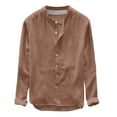 thumbnail image 1 of WREESH Men's Casual Solid Button Down Shirts Long Sleeve with Rounded Neckline, Solid Color for a Versatile Layering Piece Khaki, 1 of 6