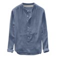 thumbnail image 1 of WREESH Men's Casual Solid Button Down Shirts Long Sleeve with Rounded Neckline, Solid Color for a Versatile Layering Piece Navy, 1 of 6