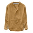 thumbnail image 1 of WREESH Men's Casual Solid Button Down Shirts Long Sleeve with Rounded Neckline, Solid Color for a Versatile Layering Piece Yellow, 1 of 6