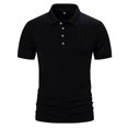 thumbnail image 1 of WREESH Men's Casual Solid Button Short Sleeve Collar Pullover T-Shirt Top Men's Ribbed Four Button Shirt Top Black, 1 of 9
