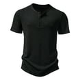 thumbnail image 1 of WREESH Men's Casual Solid Fashion Pullover with Three Button Ribbed Stripe, Short Sleeve T-Shirt Top for Stylish Comfort Black, 1 of 9