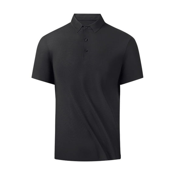 WREESH Men's Casual Solid Henley Shirts Summer Weight Short Sleeve Outdoor Shirt a Daily Essential with Button Detail Black