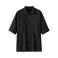 thumbnail image 1 of WREESH Men's Casual Zippered Henley T-Shirts Comfortable Short Sleeve Solid Color Tops Black, 1 of 6