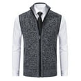 thumbnail image 1 of WREESH Men's Chunky Knit Stand Collar Cardigan Winter Vest, Thick Color Blocking Sweater Coat for Casual Layering & Outdoor, 1 of 4
