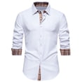 thumbnail image 1 of WREESH Men's Classic Patchwork Collar Shirt - Long Sleeve Button Down Dress Shirt with Solid Color Options, Office & Dinner Party, 1 of 9