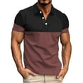 thumbnail image 1 of WREESH Men's Color Block Henley Shirts Casual Fashion Business Short Sleeve Shirt with Athletic Color Block Design Brown, 1 of 5