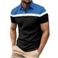 thumbnail image 1 of WREESH Men's Color Block Henley Shirts Casual T-Shirt with Turndown Collar and Short Sleeve in a Stylish Printed Design Blue, 1 of 8
