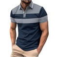 thumbnail image 1 of WREESH Men's Color Block Henley Shirts Casual T-Shirt with a Turndown Collar and Short Sleeve in a Trendy Color Block Pattern Gray, 1 of 9
