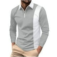 thumbnail image 1 of WREESH Men's Color Block Henley Shirts Zippered Long Sleeve Shirt with Turndown Collar a Trendy Color Blocking Statement for The Season Gray, 1 of 6