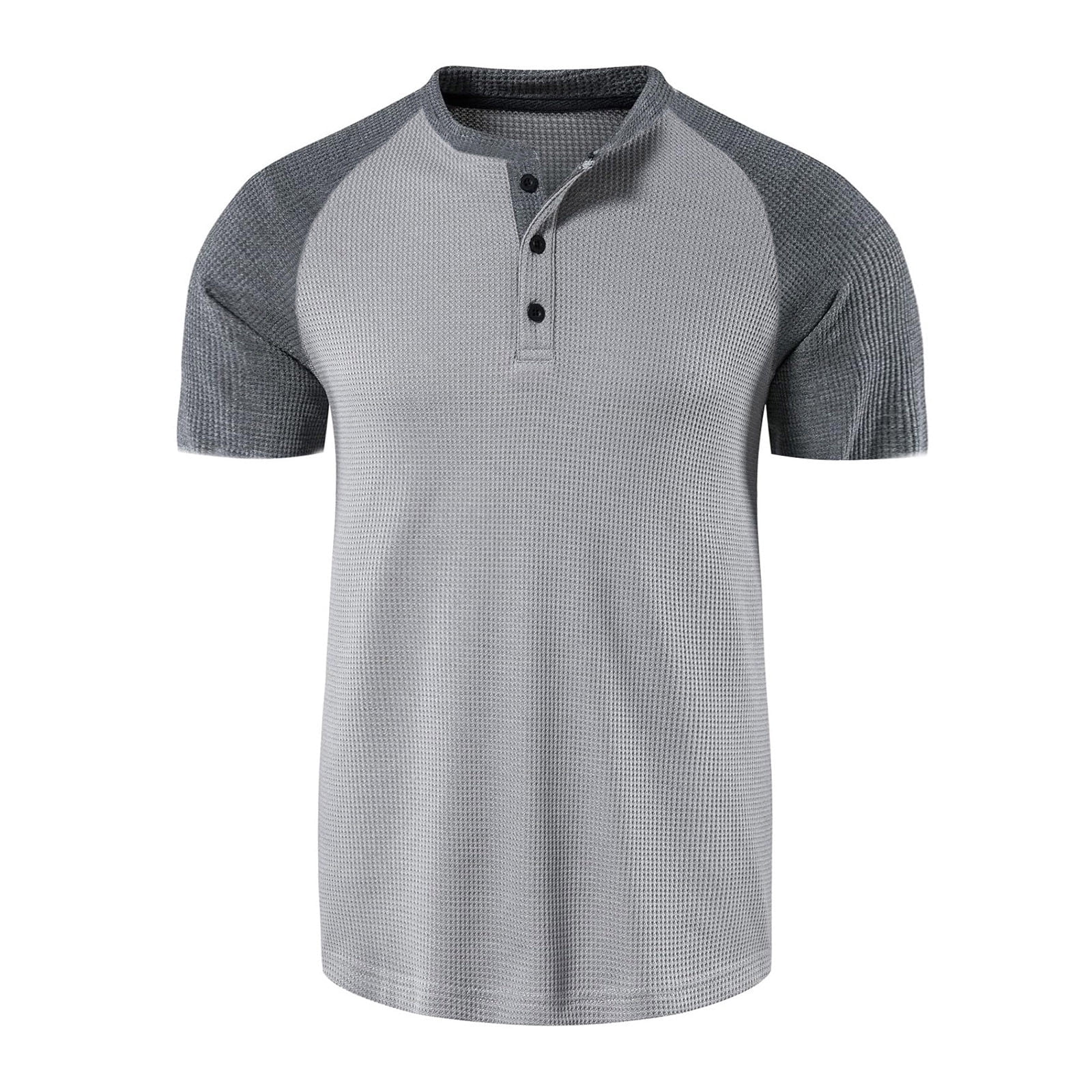 WREESH Men's Colorful Henley Shirts Short Sleeve T-Shirt in a Waffle ...